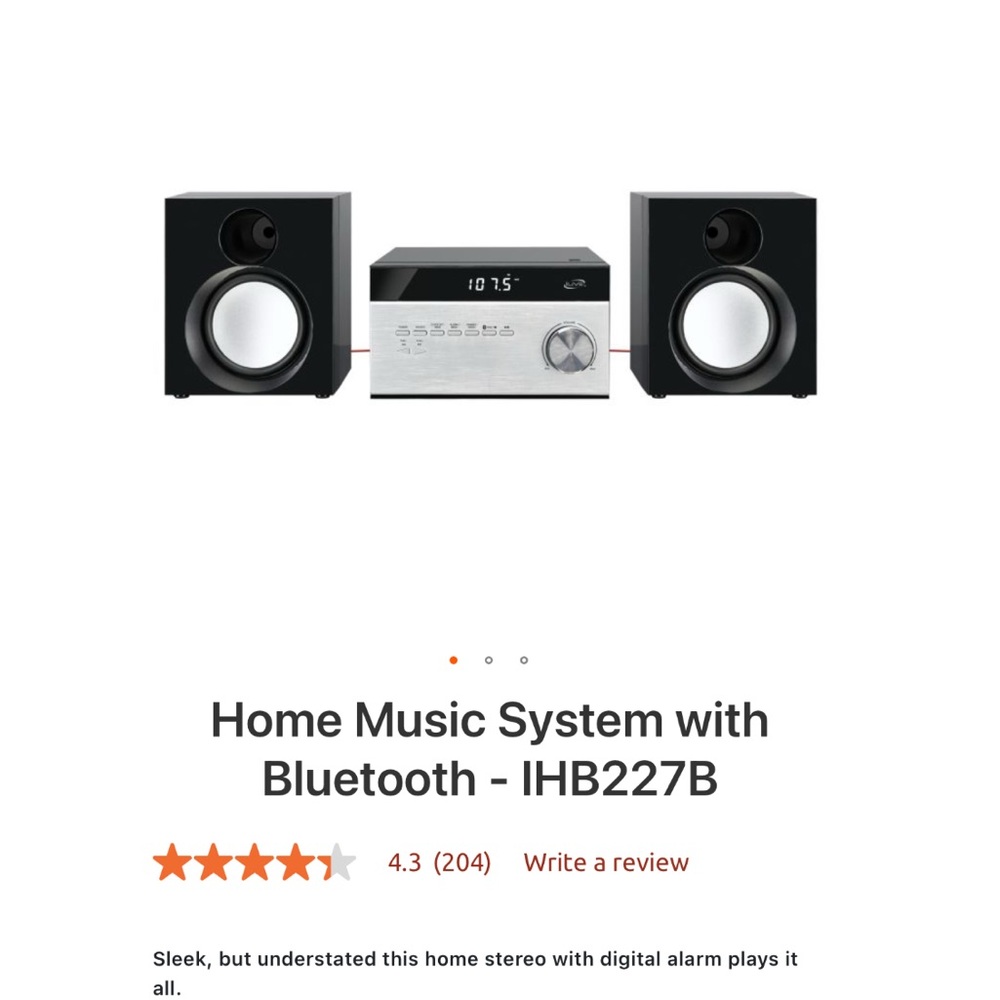 Black and Silver Home Music System with Bluetooth like new barely used